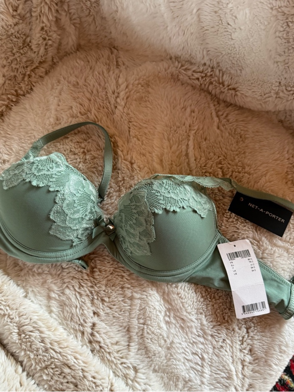 Chantelle Sage colored Lace Trim Push-Up Bra